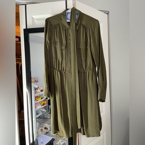 Broadway and Broom by Madewell shirt dress in camo/olive green with sash